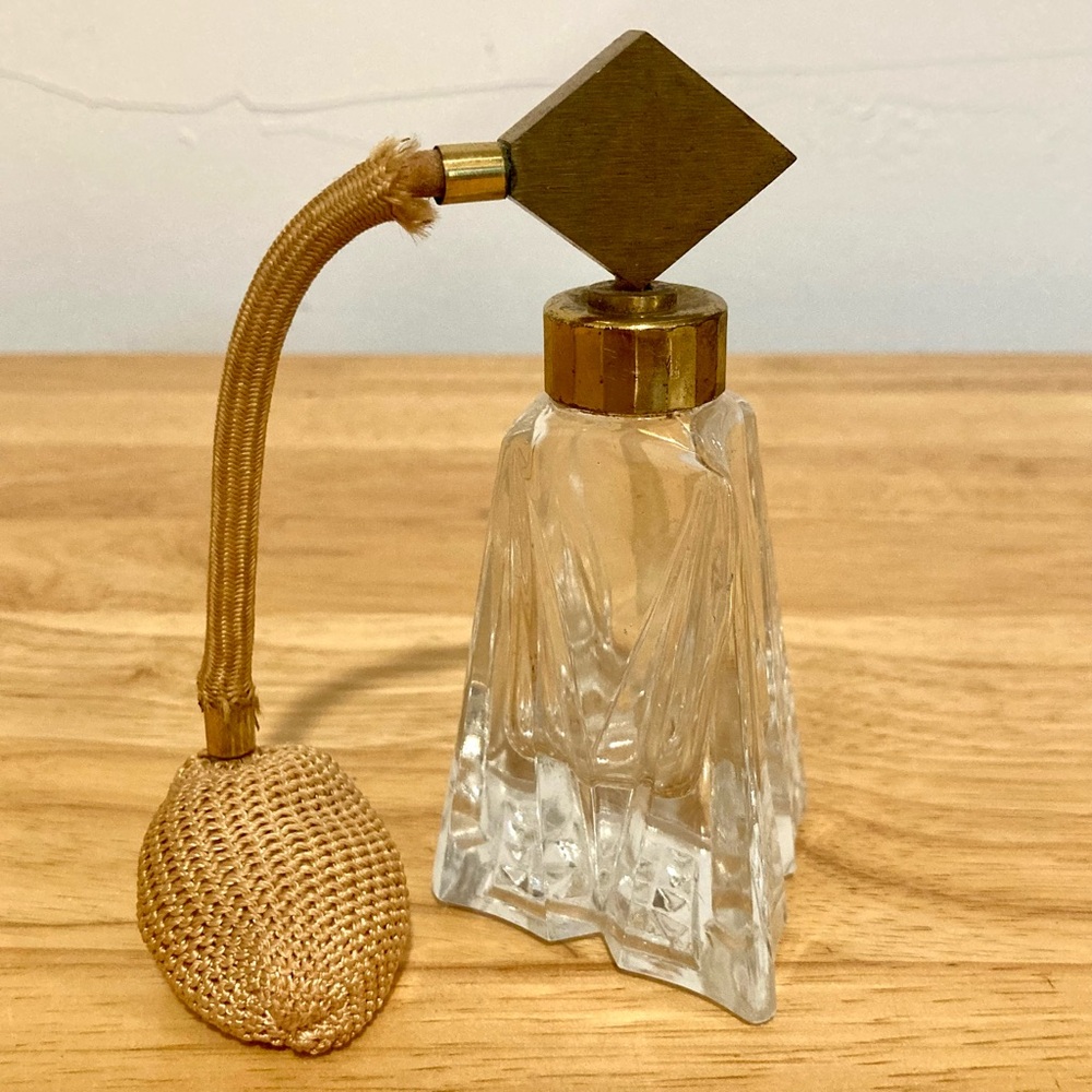 Vtg 1950s Crystal Perfume Spray Bottle Atomizer I.W Rice & Co. Japan Poor Shape - Picture 2 of 15